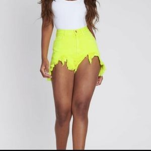 Neon yellow/green high waist shorts